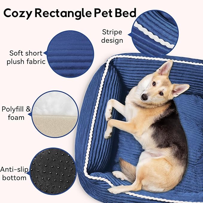 Orthopedic Dog Bed for Large Dogs,Dog Sofa Beds Supportive Foam Pet Couch Bed with Removable Washable Mat and Nonskid Bottom (Large, Blue)