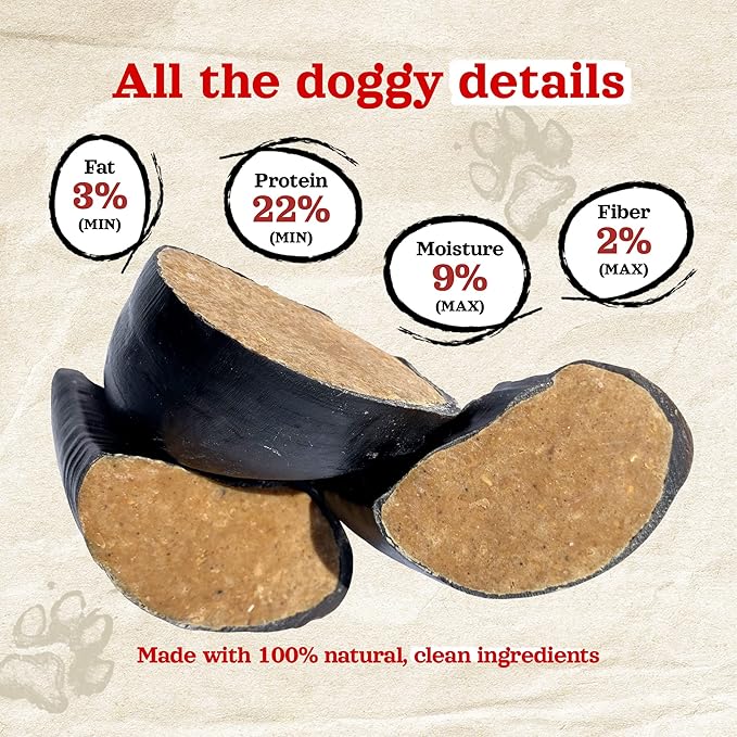 Natural Farm Chicken Filled Cow Hooves for Dogs (4-Pack), Long-Lasting Natural Hoof Beef Bone Treats, Best for Small, Medium & Large Dogs