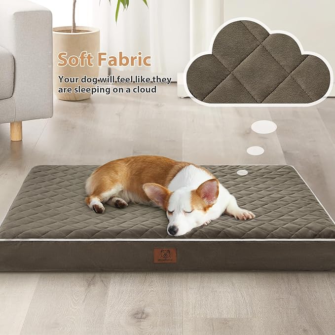 WNPETHOME Orthopedic Dog Bed - Extra Large, Waterproof with Removable, Washable Cover & Anti-Slip Bottom, Egg Crate Foam, Multi-Needle Quilting for Large Dogs