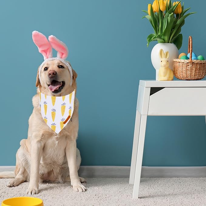 ADOGGYGO Easter Dog Bandana, Carrot Rabbit Pet Scarf, Premium Durable Fabric, Easter Bandanas for Extra Large Dogs Pets (X-Large)