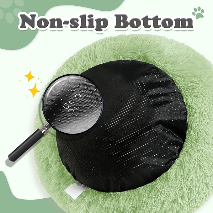 JOLLYVOGUE Dog & Cat Bed, Calming Anti-Anxiety Pet Bed for Small Dogs, Fluffy Donut Cushion for Small and Medium Pets (24")