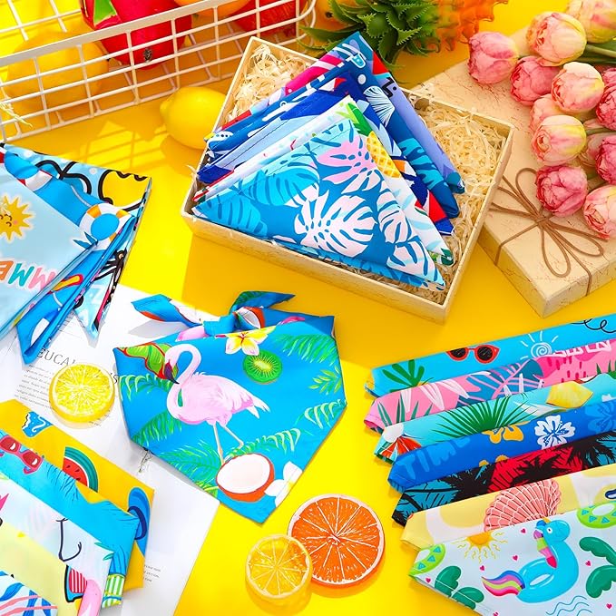 120 Packs Dog Bandanas Bulk Summer Pet Bandanas for Dogs Hawaiian Pet Scarf Bibs Adjustable Washable Kerchief for Large Medieum Small Pet Costume Accessories(Hawaiian Style)