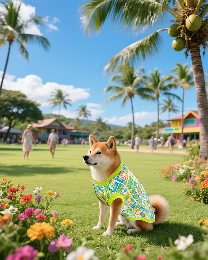 PET SHOW 4 Pack Dog Hawaiian Shirts for Medium Dogs UPF 50+ UV Sun Protection Summer Cool Clothes Tank Top Floral Dog T-Shirts Pet Holiday Party Sleeveless Vest Boy Girl(Large)