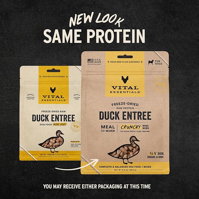 Vital Essentials® Freeze-Dried Raw Duck Entree & Mixer Dog Food Crunchy Mini Nibs, 5.5 oz