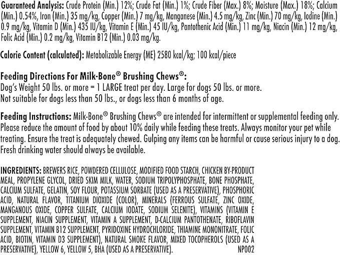 Milk-Bone Brushing Chews Daily Dental Dog Treats, Chicken Flavor, Large, 25 Count