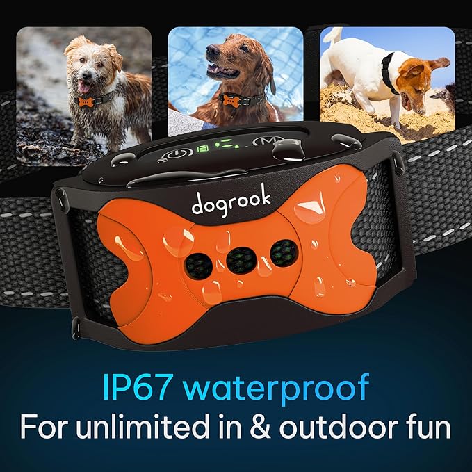 DogRook Dog Bark Collar - Rechargeable Smart Anti Barking Collar for Dogs - Waterproof No Shock Bark Collar for Small/Medium/Large Dogs - Anti Bark Collar for Dogs with 5 Sensitivity Levels