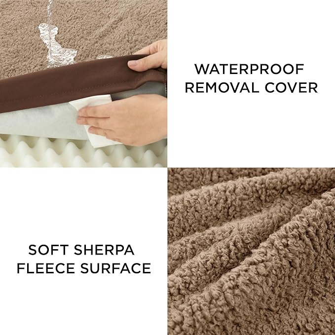 Bedsure Large Dog Bed for Crate - Orthopedic Waterproof Puppy Beds with Removable Washable Cover, Egg Crate Foam Pet Mat, Suitable for Pet Up to 90 lbs