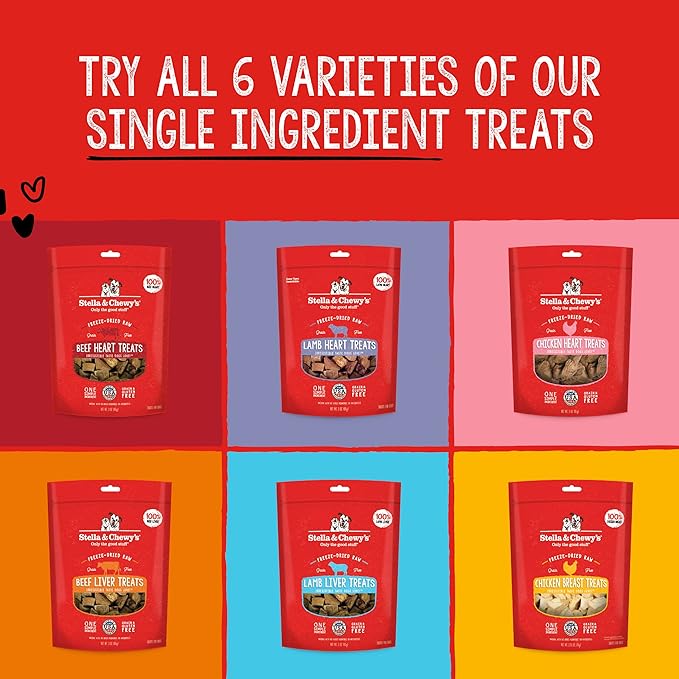Stella & Chewy's Freeze-Dried Raw Lamb Liver Dog Treats - Single Ingredient, No Additives - Premium Training Treats - Perfect For Picky Eaters - 3oz Bag