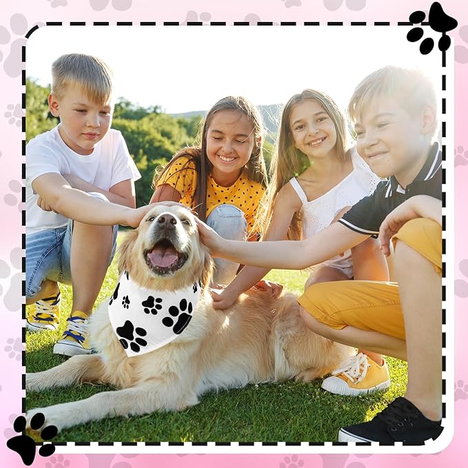 Sanwuta 20 Pack Paw Print Dog Bandanas Bulk for Dogs Triangle Scarf Bibs Kerchief Pet Bandanas Set for Small Medium Large Puppy Cats Pet Costume Accessories Decoration