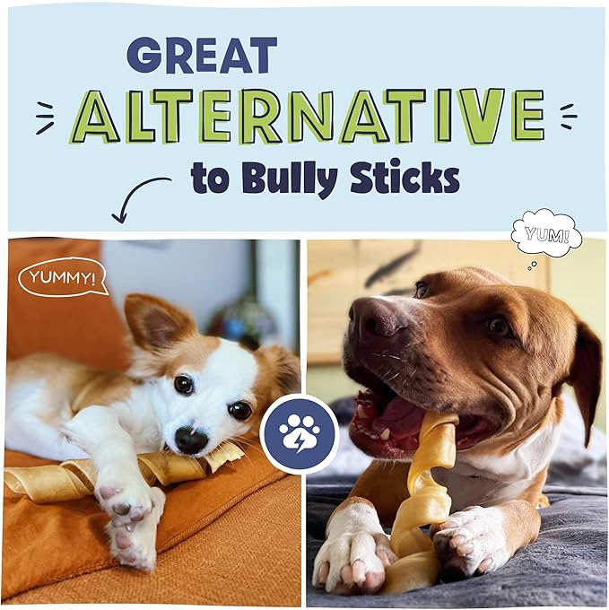 Pawstruck Natural Large Collagen Stick Springs for Dogs - Vet-Approved Long Lasting Alternative to Traditional Rawhide & Bully Sticks with Glucosamine & Chondroitin - 4 Pack - Packaging May Vary