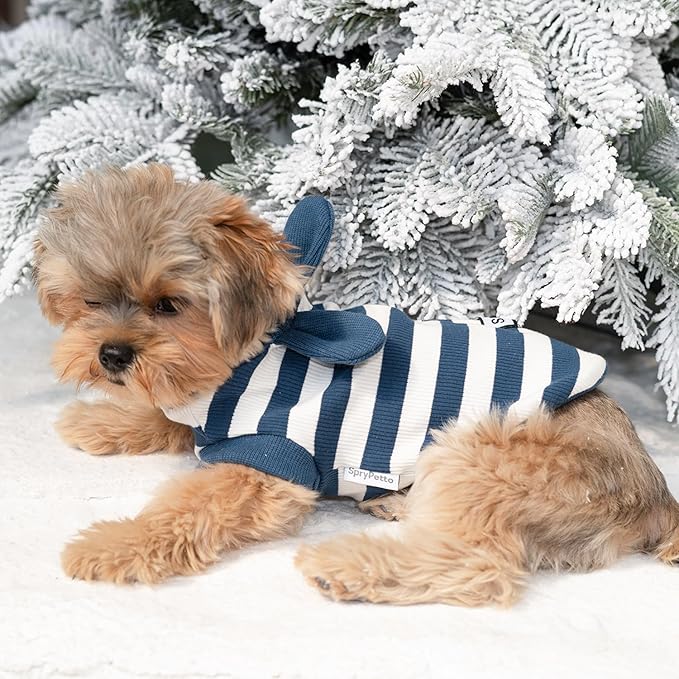 Soft Cotton Striped Shirt,Small Dog Christmas Bunny Costumes Rabbit Clothes for Easter Day Halloween for Small Dogs Teacup Dog Chihuahua Yorkie Boy or Girl-Blue and White Stripes XXS