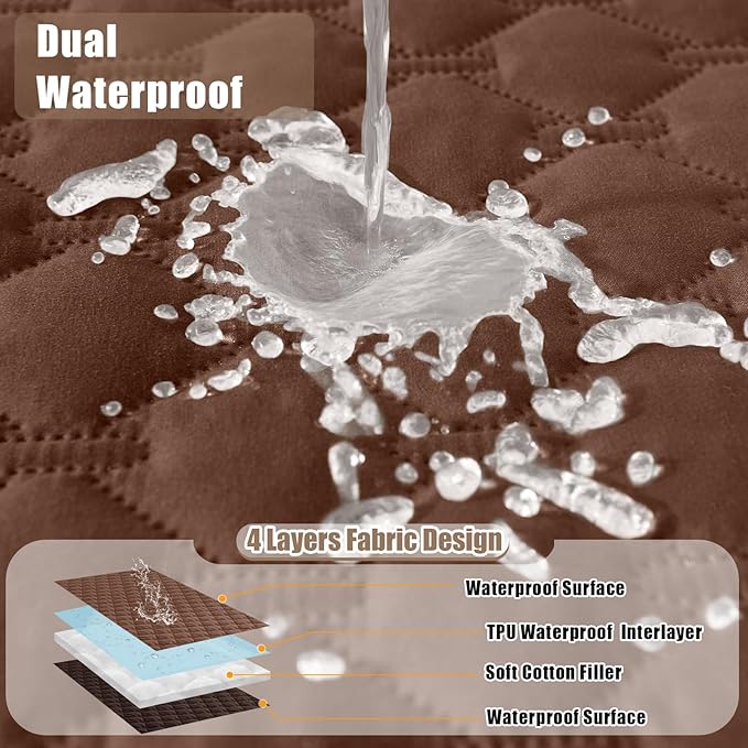 Smiry Waterproof Dog Bed Cover Blanket, Soft Reversible Pet Blanket, Washable Leakproof Cats Dogs Couch Cover for Sofa, Couch, Furniture (68x82 Inch, Brown/Chocolate)