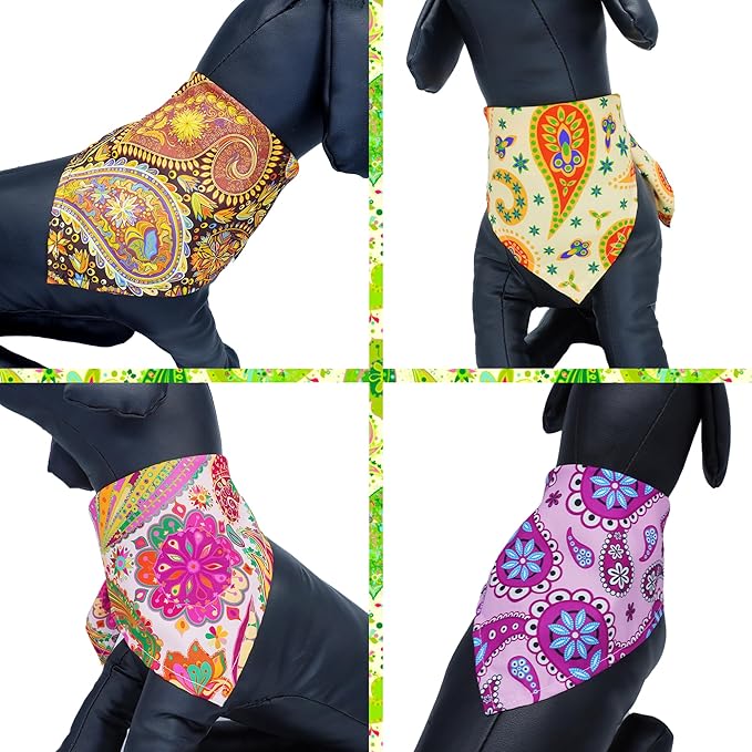 100pcs Dog Bandanas Paisley Bulk for Small Medium Breed Kerchief Triangle Bibs Scarves Pink Blue Yellow Red Girl Boy Grooming Costume