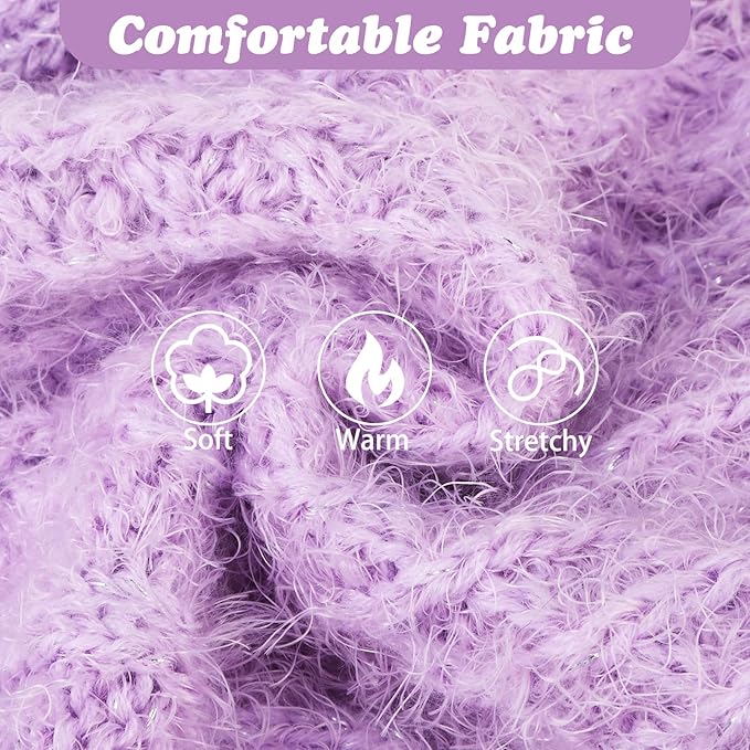 Turtleneck Small Dog Sweaters - Classic Cable Knitwear Winter Coat for Small Medium Dogs Male Female Puppy Dog Cold Weather Clothes Girls Boys, Purple, M