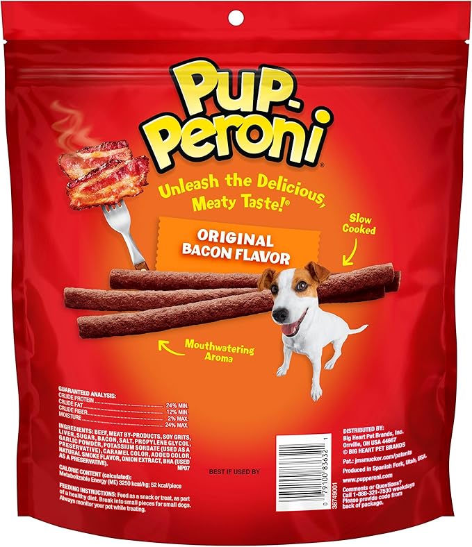 Pup-Peroni Dog Treats, Original Bacon Flavor, 22.5 Ounce, Made with Real Bacon (Pack of 2)