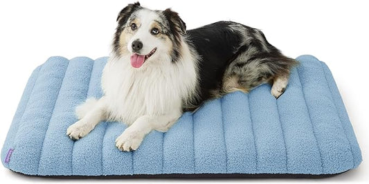 Lesure Cute Orthopedic Dog Bed Large Sized Dog, Waterproof Chic Flat Pet Beds with Removable Washable Cover, Fuzzy Thick Egg Crate Foam Pet Mat for Indoor Use (36" x 27", Blue)