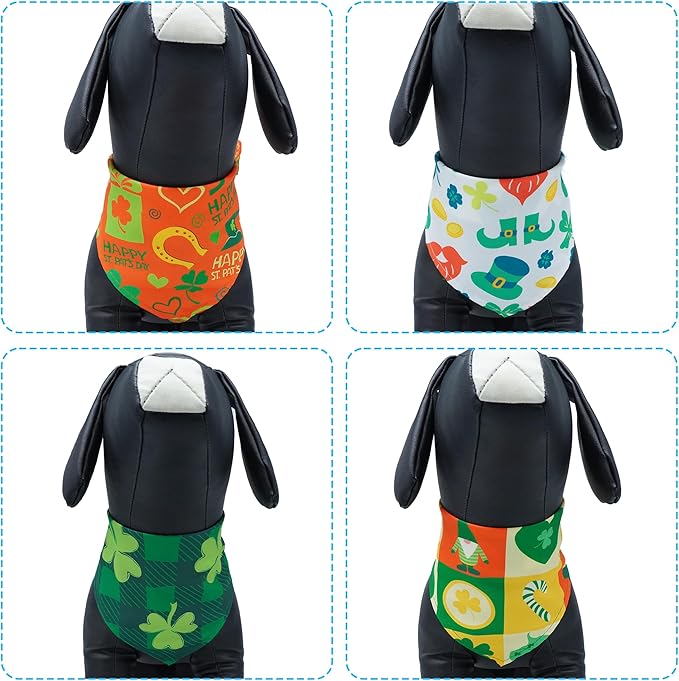 St.Patrick's Day Dog Bandanas for Large Dog Breed 7 Pcs XXL Dogs Bandanas 33 Inch Adjustable Scarves Grooming L