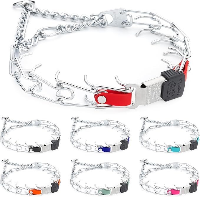 Herm Sprenger Chrome Plated Steel Dog Collar with Quick Release ClicLock Buckle and Biothane Insert Training Collar for Dogs Made in Germany (Cherry Red, 22in x 3.0mm(Neck Size up to 18-19in))