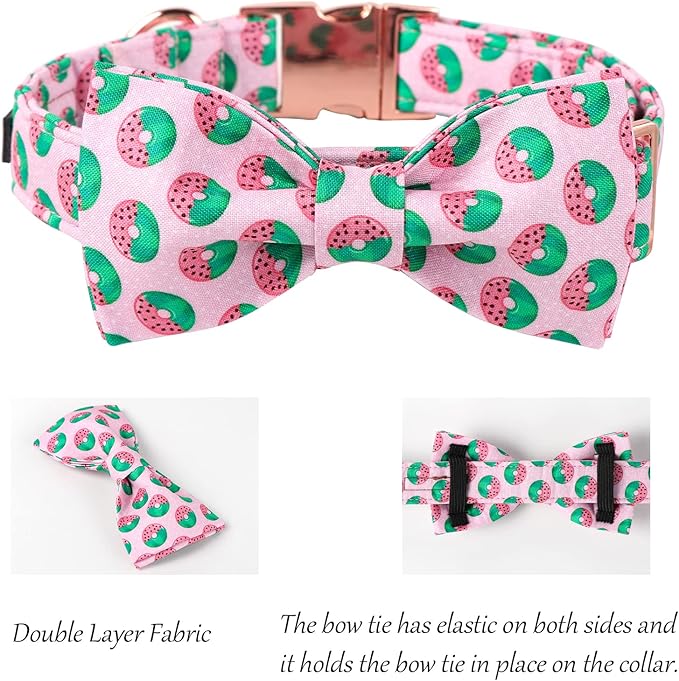 Lionet Paws Dog Collar with Bowtie, Soft Comfortable Adjustable Cute Donut Bowtie Collar for Large Dogs Male Female Gift, Neck 16-24 inches