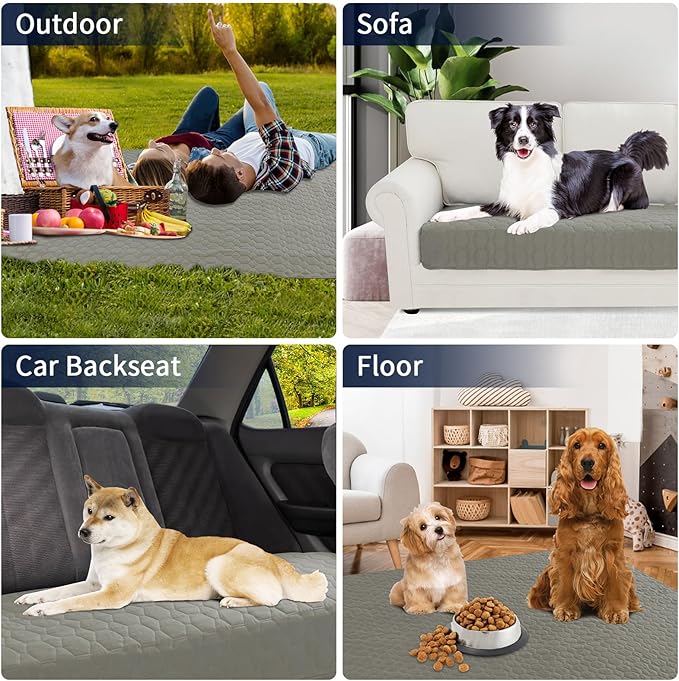 PureFit 100% Waterproof and Anti-Slip Dog Bed Cover, Washable Pet Blanket, Stain Resistant Sofa Couch Furniture Protector Cover for Kids, Dog, Cat (68x82 Inch, Grey)