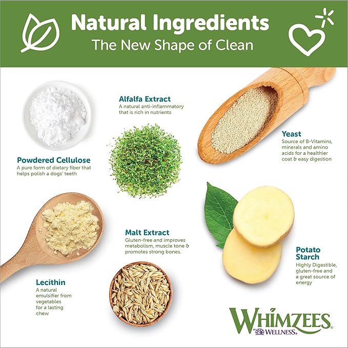 Whimzees Wellness Alligator Dog Dental Treats, Natural Chews, Large Size, (6 Count)