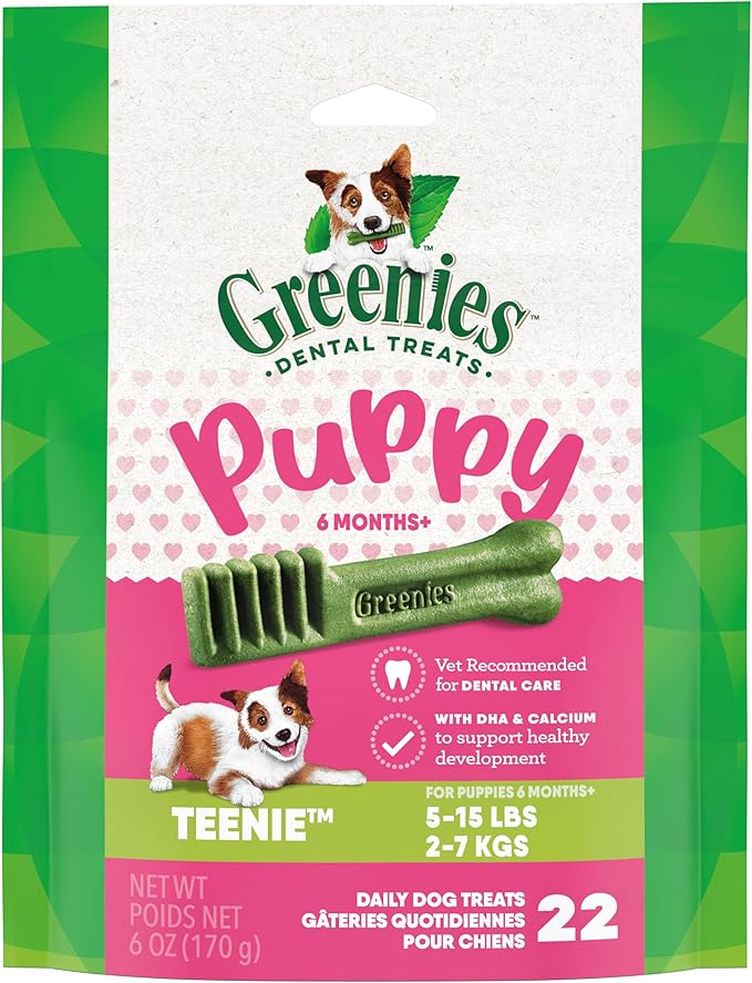 Greenies Puppy Teenie Size Dental Dog Treats, 6 oz. Pack (22 Treats)