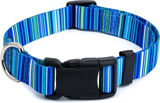 Country Brook Petz - Deluxe Blue Serape Dog Collar - Made in The U.S.A. - Country and Western Collection Featuring Rustic Designs (1 Inch, Extra Large)