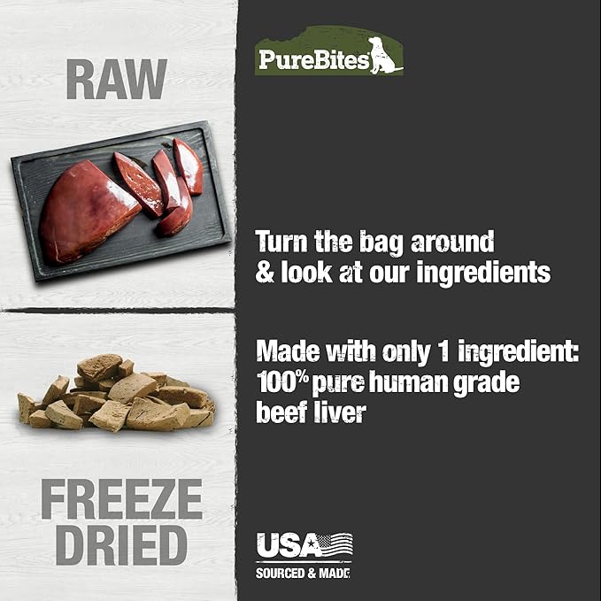 PureBites Beef Freeze Dried Dog Treats, 1 Ingredient, Made in USA, 44oz