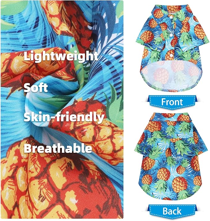 PUPTECK Dog Shirt, Cute Puppy Cat Polo T-Shirt, Soft Summer Pet Clothes Boy Girl Outfit for Small Medium Sized Dogs, Hawaiian Costume Blue S