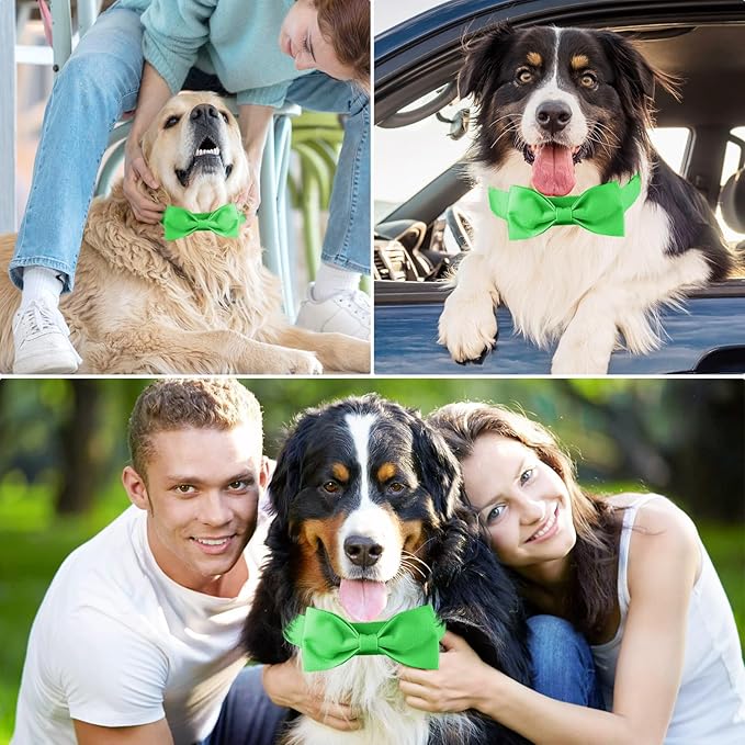 Segarty Bow Tie for Dogs, Adjustable Green Bowtie Collar for Extra Large Dogs, Durable Dog Neck Tie Tuxedo Comfortable Cotton Boy Pets Grooming Accessories for Formal Wedding Holiday Birthday Gift