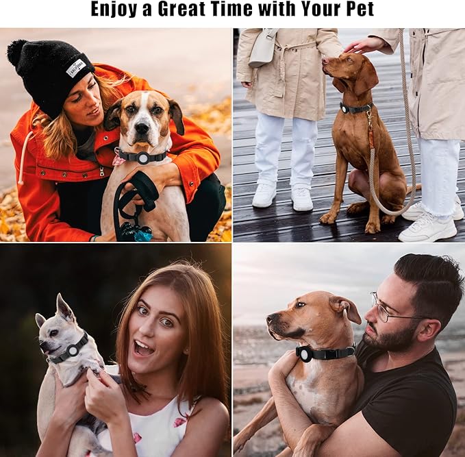 Compatible with Airtag Dog Collar, Adjustable Air Tag Dog Collar with Durable Quick Snap Buckle, Imitation Nylon Dog Collar with Waterproof Apple Airtag Holder for Small Dogs (S(6"-16"), Black)
