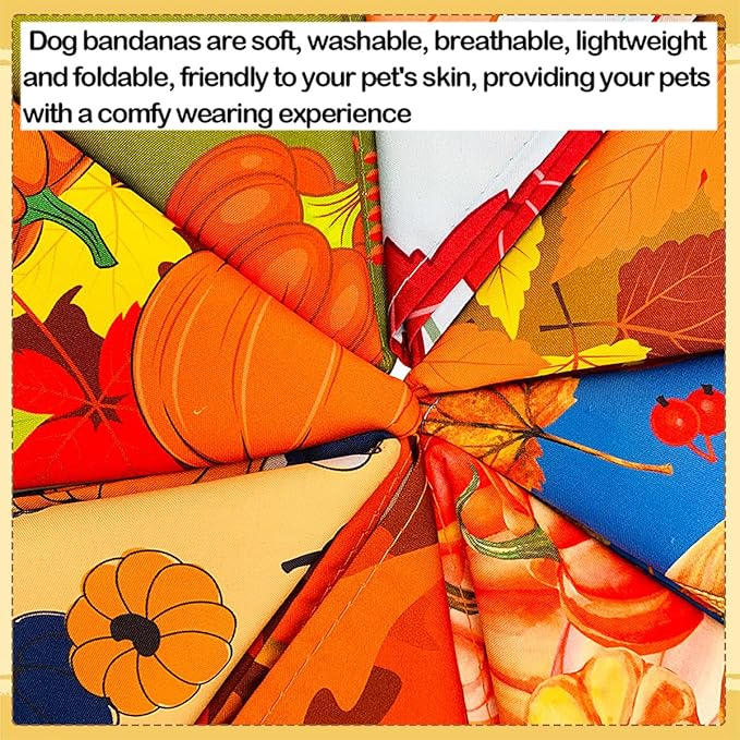 50PCS Large Dog Bandanas Fall Large XL Big Dog Breed Bulk Pumpin Harvest Leaves Forest Autumn Pattern Kerchief Triangle Bibs Head Scarves Scarfs for Boys and Girls Grooming Accessories Costume