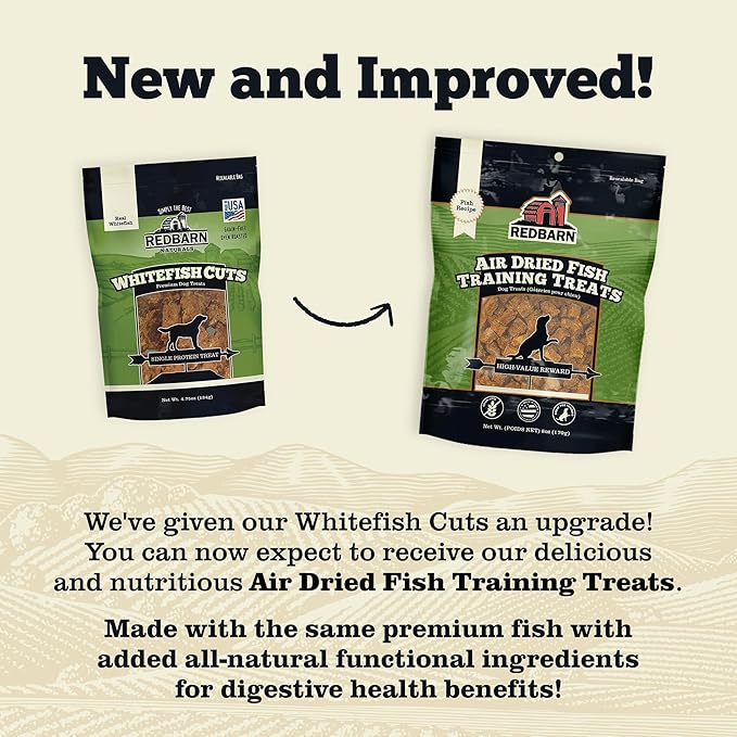 Redbarn Pet Products All-Natural Air Dried Fish Training Treats for Puppies & Dogs – Grain-Free Single Protein Rewards Made in USA for Small, Medium, & Large Breeds - 6 oz Resealable Bag, Pack of 1