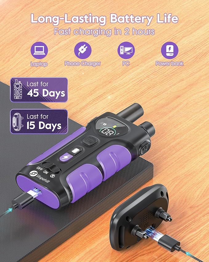 Dog Shock Collar,4200FT Dog Training Collar with Remote,IPX8 Waterproof E-Collar with Beep,Vibration,Shock,Flash Light,No Shock Mode,Electric Shock Collar for Small Medium Large Dog,Purple