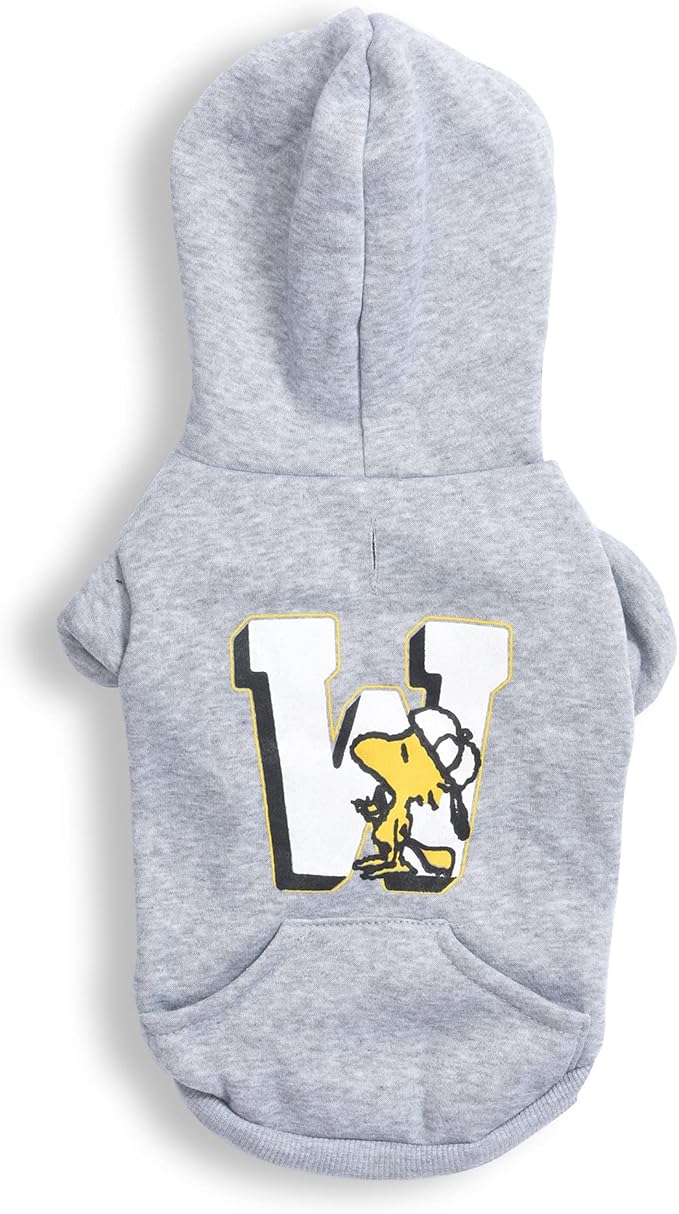 Woodstock Collegiate Dog Hoodie Sweater, Large, Soft and Comfortable Apparel Clothing Shirt for Large Dogs, Grey