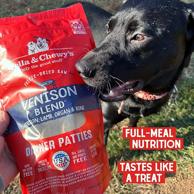 Stella & Chewy's Freeze-Dried Raw Dinner Patties - Venison Blend Recipe - High Protein Grain-Free Puppy & Dog Food - Perfect For Picky Eaters - 5.5 oz
