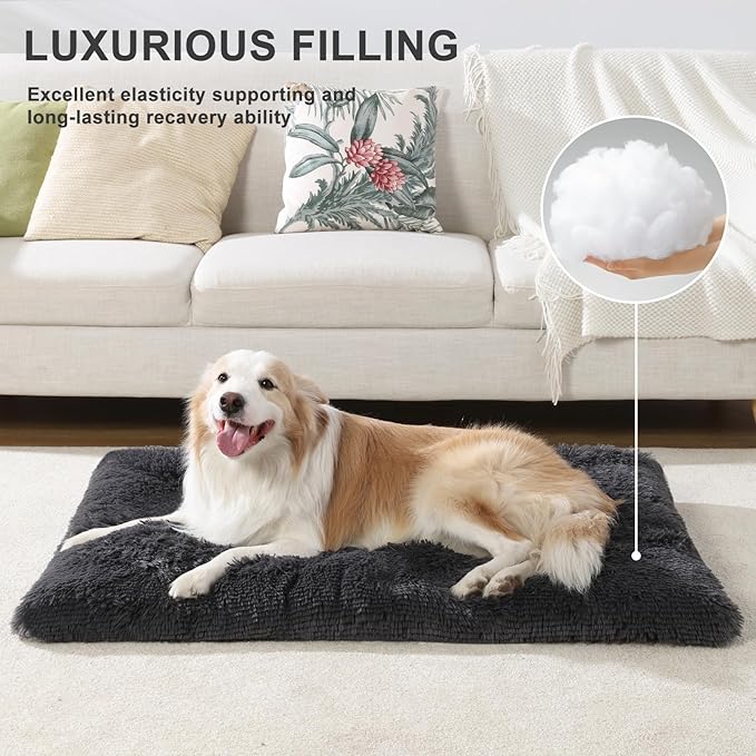 Vonabem Large Dog Bed XL, Washable Dog Crate Pad 42 Inch, Extra Large Pet Bed, Plush Soft Dog Mats for Sleeping Anti Anxiety, Anti Slip Kennel Pad 41 * 27 inch