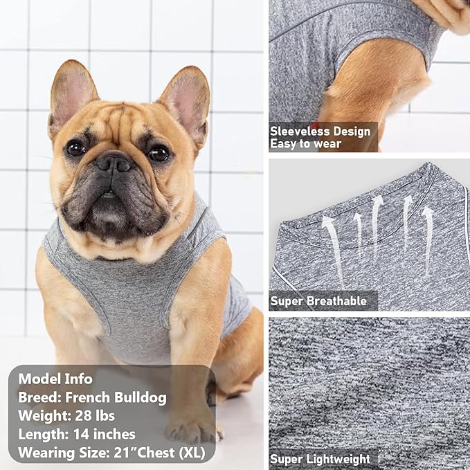 KYEESE Dog Shirts Quick Dry Reflective Lightweight Soft Dog T-Shirt Tank Top Breathable Stretchy Sleeveless Vest Pet Tee Shirts for Small Medium Dogs