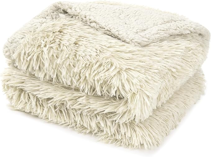 PetAmi Waterproof Dog Blanket for Small Medium Dogs, Calming Fleece Cat Blanket, Couch Protector Washable Sherpa Faux Fur Pet Throw for Puppy, Soft Reversible 29x40 Cream Beige