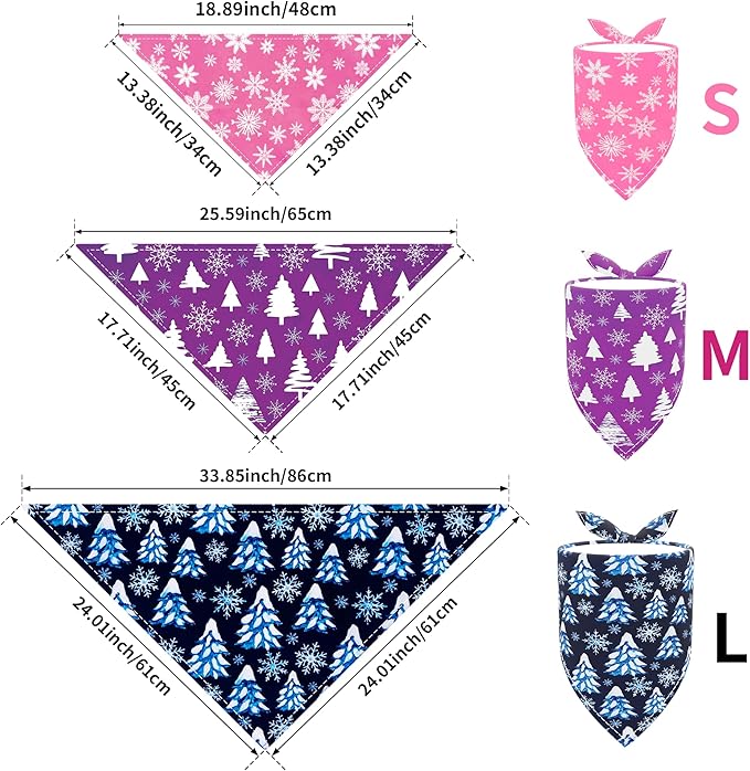 10PCS Dog Bandanas Winter for Medium Breed Dog Snow Forest Ice PineTree Kerchief Triangle Bibs Head Scarves for Boys and Girls Grooming Accessories Costume