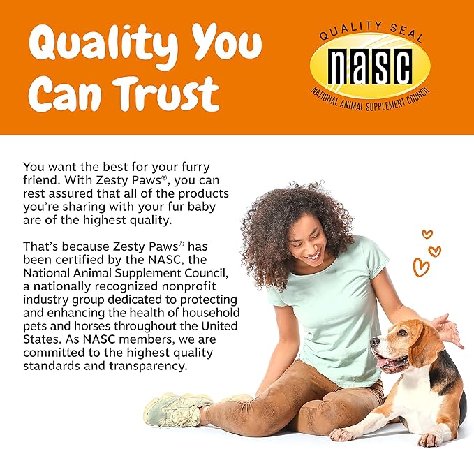 Zesty Paws Omega 3 Fish Oil for Dogs - Zesty Paw Dog Vitamins and Supplements for Hip, Joint & Skin, Chicken (250 Chews)