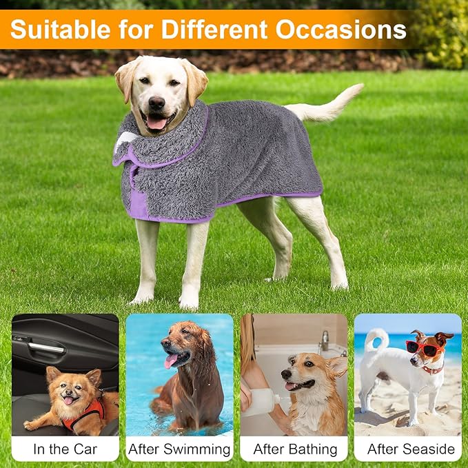 Unicorn Catcher Dog Bathrobe Super Absorbent Dog Towels for Drying Dogs Large Quick Drying Dog Robes for After Bath Soft Dog Drying Towel Adjustable Dog Drying Coat to Keep Dog Warm(S-XXL)