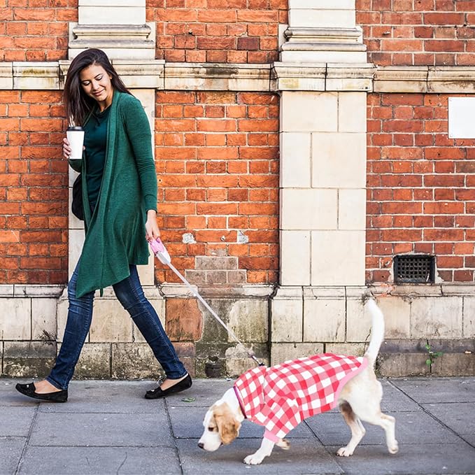 Plaid Dog Sweaters Hoodies Sweatshirts for Dogs Cats, Warm and Soft Cold Weater Coats for Christmas (Pink, XX-Large)