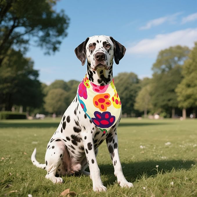 60 Pcs Paw Print Dog Bandanas 3 Sizes Dog Bandanas Bulk for Small Medium Large Dog Cats Adjustable Scarves Daily Party Grooming S M L