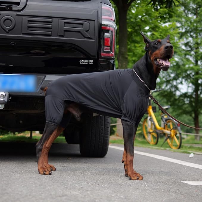 LoveLongLong Dog Jumpsuit with UV Protection and Quick-Dry Fabric for Spring Summer Pet Pajamas Black 3XL