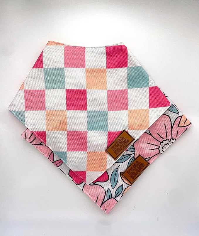 KonaBrandCo- Premium Handmade Dog Bandana | Dual Layered Silky Durable Polyester Fabric | Adjustable Fit Custom Shape- Won't Roll (Large, KONA BUG)