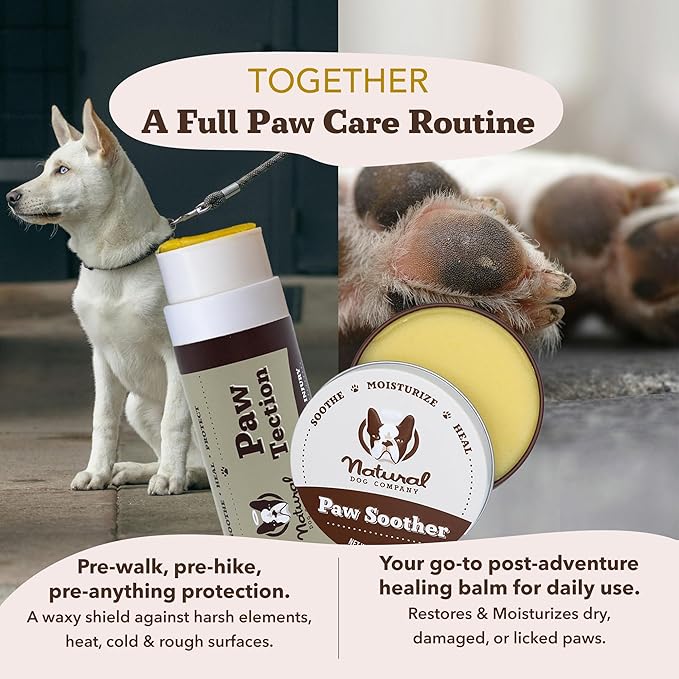 Natural Dog Company Paw Soother Balm & Wax for Dogs, Moisturizing Relief for Dry, Cracked Paws, Lick-Safe,Repairs & Heals, Protects Against Extreme Weather, Coconut Oil & Vitamin E, 1 oz Tin