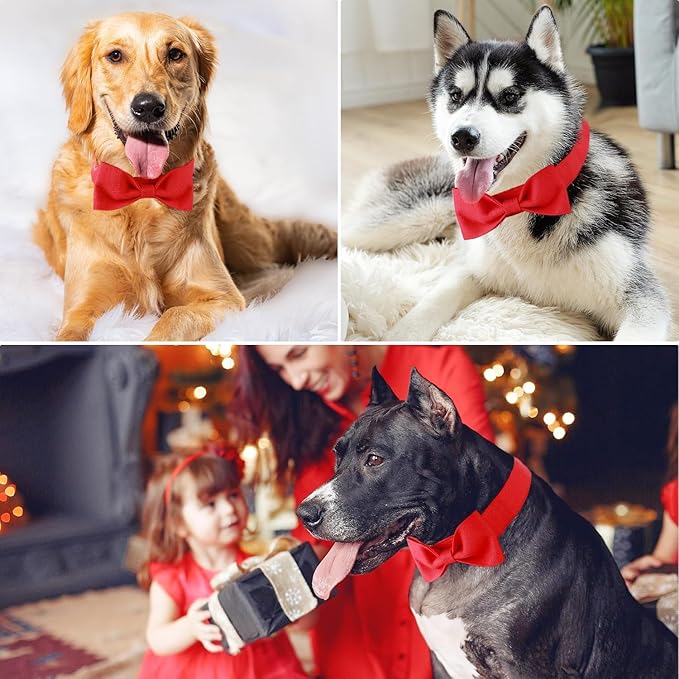 Segarty Dog Bowties for Medium Large Dogs, Adjustable Red Bowtie Collar, Durable Dog Neck Tie Tuxedo Comfortable Cotton Pets Bows Grooming Accessories for Formal Wedding Holiday Birthday Valentines