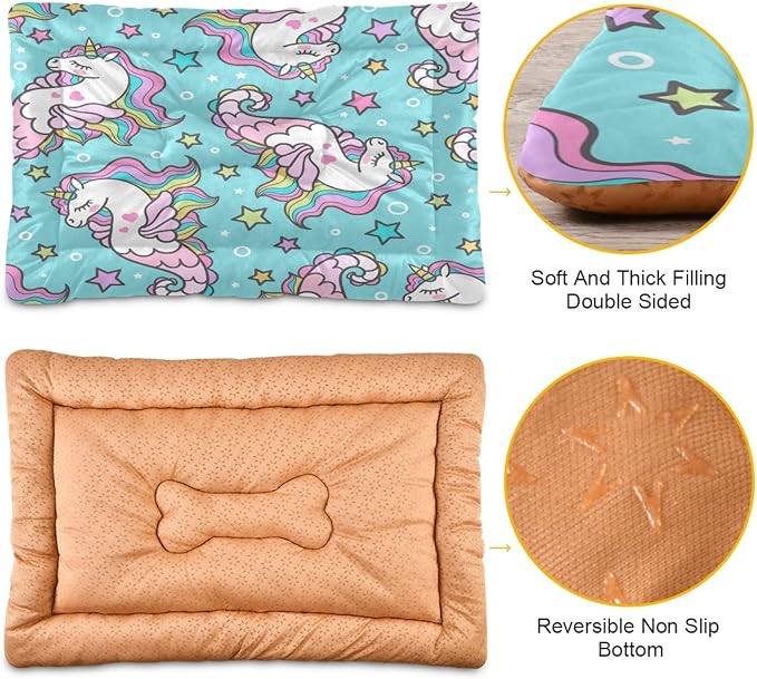 Mermaid Unicorn Pet Bed for Small/Medium Dogs Cat | Pet Mat for Dog Cat Crates | Durable Polyester and Non-Slip Bottom Pet Bed, 24x18in