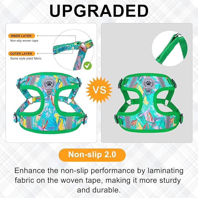 BEAUTYZOO Step in Dog Harness Collar and Leash Set for Small Medium Large Dogs, No Pull No Choke Puppy Harness, Soft Mesh Reflective Pet Padded Vest Adjustable for Doggie Girl or Boy,Chihuahua, Yorkie